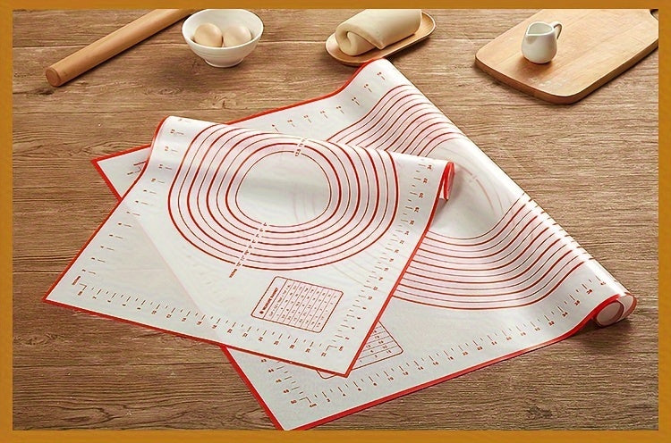 1pc Large Silicone Pastry Mat, Non-Stick Baking Mat for Pizza, Cakes, Dough, Kitchen Cooking, Grilling, Food-Safe Bakeware, Christmas Table Mat, Home Kitchen Essential