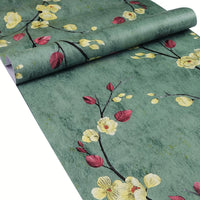 Self-Adhesive Wallpaper, Retro Green Plum Blossom Branch Pattern