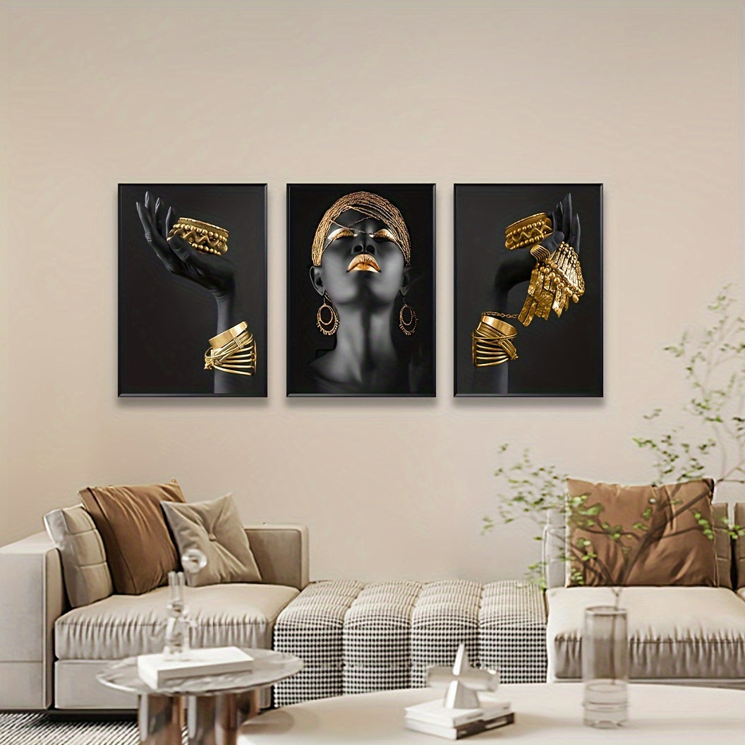 African Woman Wall Painting Art Posters and Prints - 3pcs/set