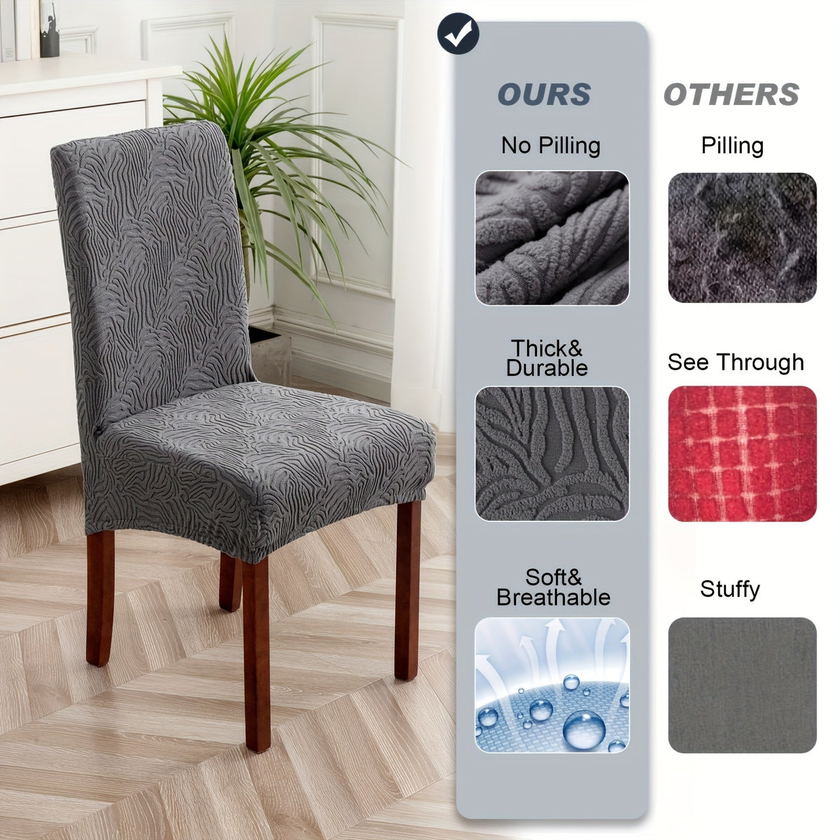 6pcs Leopard Print Mid-Back Chair Covers - Stretchy, All-Season Dust & Stain Resistant Slipcovers for Home Dining Chairs