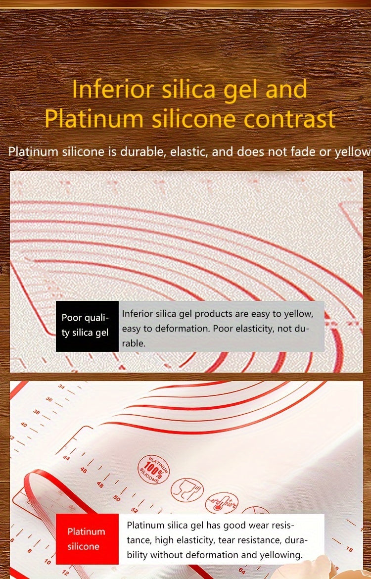 1pc Large Silicone Pastry Mat, Non-Stick Baking Mat for Pizza, Cakes, Dough, Kitchen Cooking, Grilling, Food-Safe Bakeware, Christmas Table Mat, Home Kitchen Essential