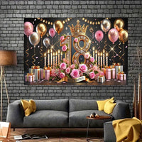 Elegant 18th Birthday Celebration Banner, Polyester - 243.84x182.88cm