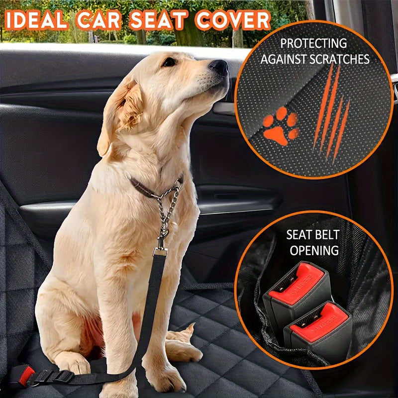 PawPals Waterproof Dog Car Seat Cover, Non-Slip Fabric Protector with Seat Belt Buckle Cutouts