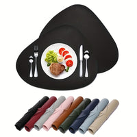 Round Faux Leather Placemats Set of 6, Non-Slip, Wipeable Table Mats for Dining, Kitchen, Restaurant, Cafe - Heat Resistant, Elegant Decorative Easy Clean Place Mats for Christmas