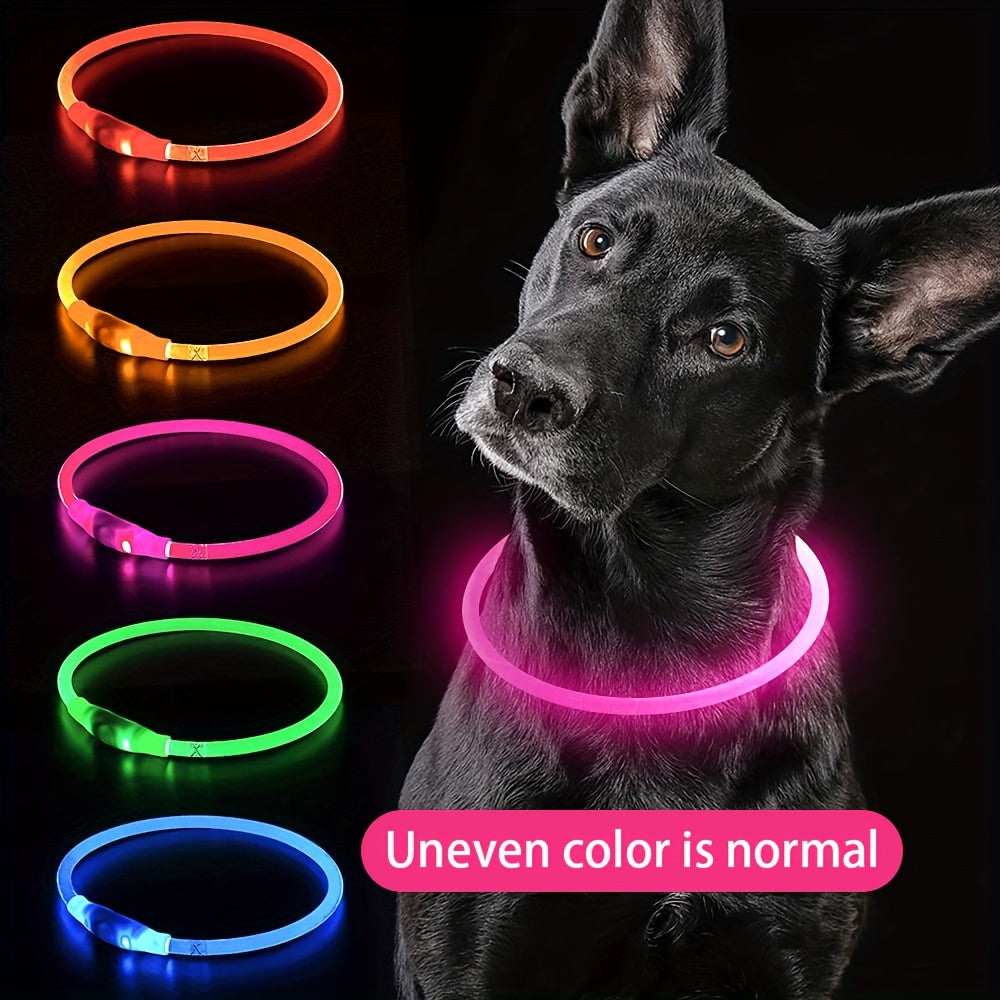 Dog LED Light Collar Whole Luminous At Night Anti-loss USB Rechargeable