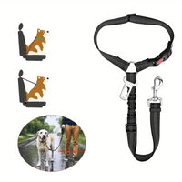 Adjustable 2-in-1 Pet Car Seat Belt & Harness - Durable Polyester, Hand-Washable