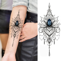 Black Henna Lotus Temporary Tattoos - Tribal Lace - 10 Sheets