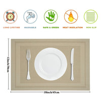 Set Of 4, Heat Resistant Placemats, Washable PVC Table Mats, Woven Vinyl Placemats For Dining Tables, Non-Slip And Stain Resistant Table Mats, Easy To Clean, Tabletop Protection, Home Kitchen Dining Table Decor