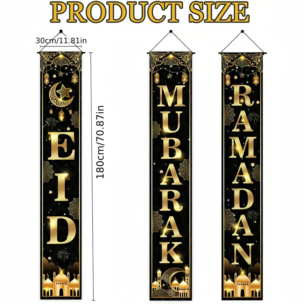 Door Banner Ramadan & Eid Mubarak Door Banner - 3pcs Set