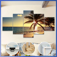 Wooden Framed Canvas, Island Scenery - 5pcs