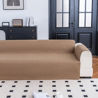 1pc Classic Reversible L-Shaped Sofa Cover, T-Cushion Polyester Protector with Ultrasonic Embossing, Machine Washable, Pet-Friendly Dual-Sided Dustproof Slipcover for Sectional Sofas