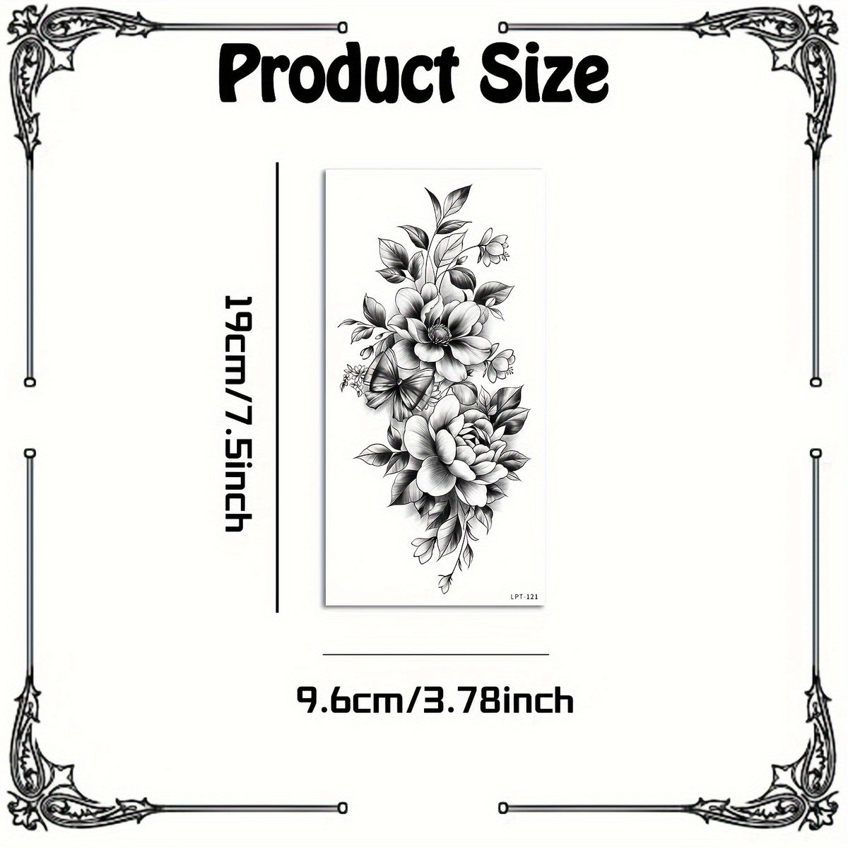 Realistic Floral Temporary Tattoos, Waterproof - 12-Pack