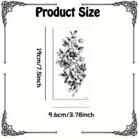 Realistic Floral Temporary Tattoos, Waterproof - 12-Pack