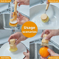 2/4pcs Natural Wood Handle Kitchen Cleaning Brush Set, Reusable Medium Firmness, with Sisal and Palm Fiber, for Pots, Pans, and Vegetables, Non-Electric Cookware Scrubbing Kit