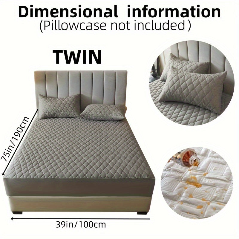 1pc Layered Solid Color Waterproof Mattress Protector (Without Pillowcase And Pillow Insert) Soft And Comfortable Mattress Cover Bedroom Guest Room Bedding Waterproof Mattress Protector Room Bedspread Non-slip All-inclusive P