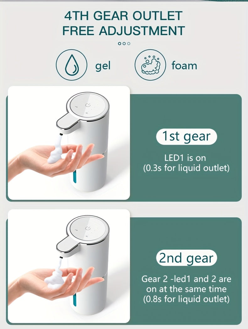 A 380Ml Bathroom Liquid Dispenser for Hand Soap, Featuring a Rechargeable, Wall-Mounted Automatic Sensor.