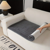 1pc Contemporary Thick Suede Sofa Pad, Machine Washable, Pet Friendly, Polyester 100%, Short Plush, Quilted Design, No Printing, Compatible with Armchair, Loveseat, 3-Seater, 4-Seater, Sectional Sofas, 250-300 g/㎡ - Ideal f