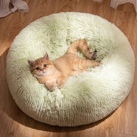 Cozy All-Season Cat Bed with Non-Slip Bottom, Round Polyester