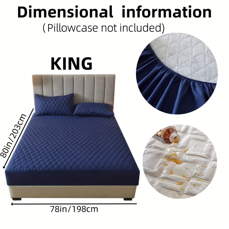 1pc Layered Solid Color Waterproof Mattress Protector (Without Pillowcase And Pillow Insert) Soft And Comfortable Mattress Cover Bedroom Guest Room Bedding Waterproof Mattress Protector Room Bedspread Non-slip All-inclusive P