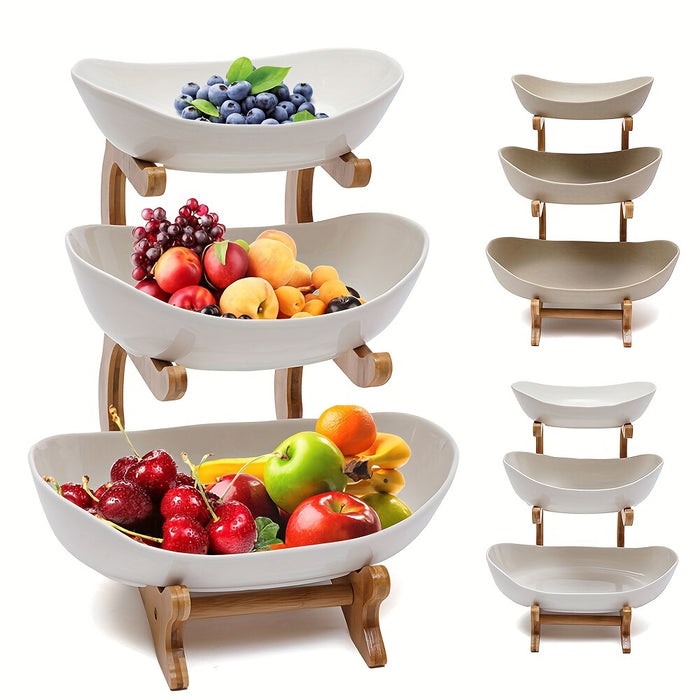 Wooden 3-Tier Fruit Stand