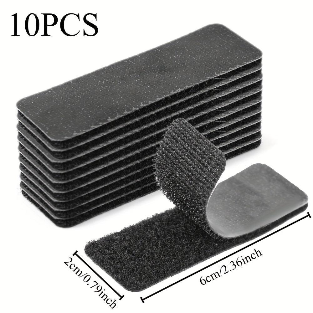 Heavy Duty Self-Adhesive Hook and Loop Strips, Black Carbon Fiber Texture - 20pcs