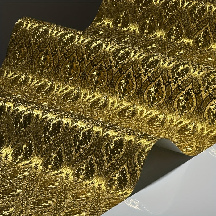 Luxurious Golden Metallic Wallpaper, Non-Adhesive, Sparkle Golden Foil Texture