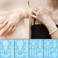 White Henna Temporary Tattoos - Lace Mandala Designs - 4 Sheets