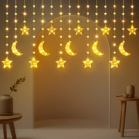 USB Powered, Moon & Star Fairy Lights for Indoor/Outdoor - 98 LED