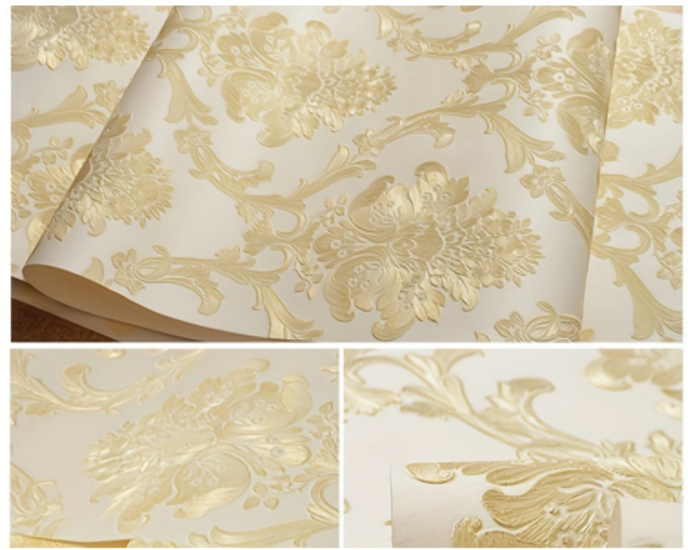 3D Embossed Self-Adhesive Wallpaper, Floral Pattern