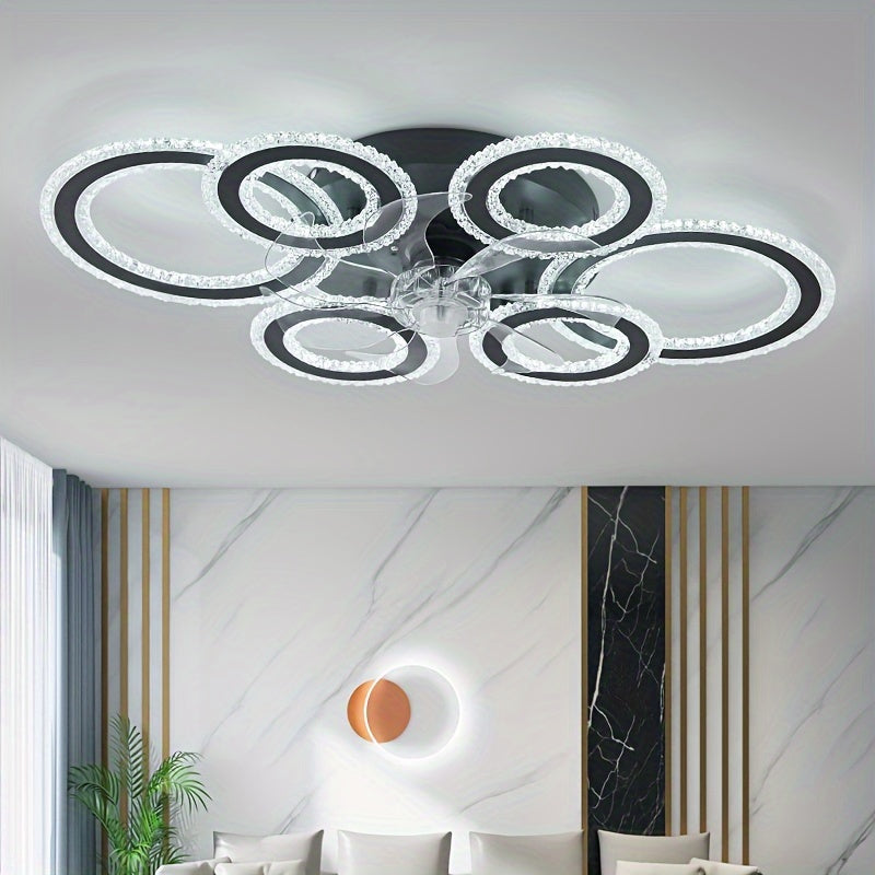 Modern Adjustable Ceiling Fan Light with Remote Control - 6 Brightness Levels, ABS/Acrylic/Metal Design, Mold-Resistant, Ideal for Living Room, Office, Bedroom, Kitchen, Fan for Bedroom, Perfect for Christmas Gifts, Holiday O