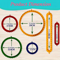 Knitting Loom Kit Set - 4 Circular Looms, 2 Rectangular Looms, 6 Crochet Hooks, 10 Plastic Needles - DIY Weaving Tools for Thick Blankets, Hats, Socks, Scarves - Ideal for Beginners