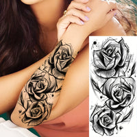 Realistic Sketches of Peony Roses - 36 Temporary Tattoos