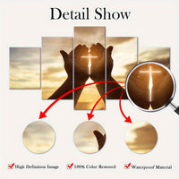 Wooden Framed Canvas Poster - Prayer Hand Canvas - 5pcs