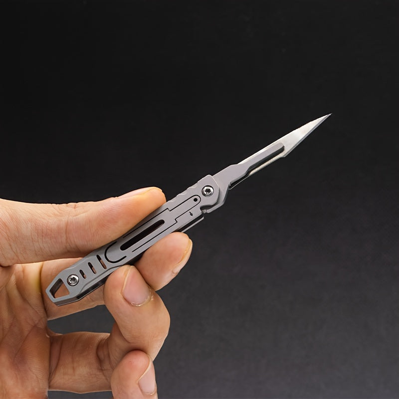 Stainless Steel Manual Retractable Box Cutter Knife, Portable Razor Handle for EDC and DIY