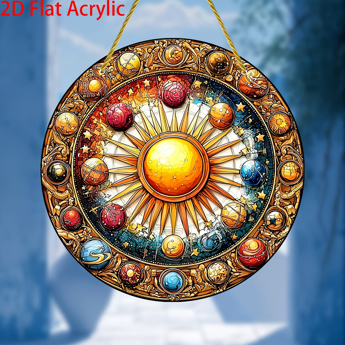 Cosmic Sun Catcher, 2D Flat Acrylic Planet Pendant