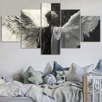 Angel Wings Canvas Art Set, Art Deco & Contemporary Style Wall Art - 5pcs