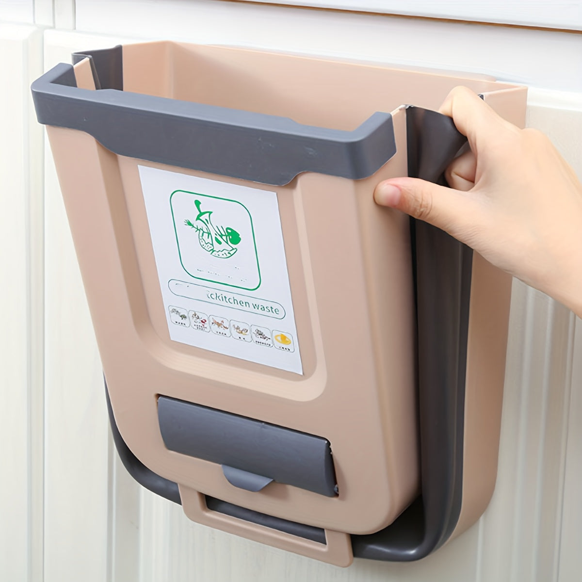 Large Foldable Hanging Trash Can for Kitchen Cabinet Doors