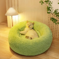 Cozy All-Season Cat Bed with Non-Slip Bottom, Round Polyester