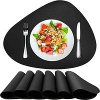 Round Faux Leather Placemats Set of 6, Non-Slip, Wipeable Table Mats for Dining, Kitchen, Restaurant, Cafe - Heat Resistant, Elegant Decorative Easy Clean Place Mats for Christmas