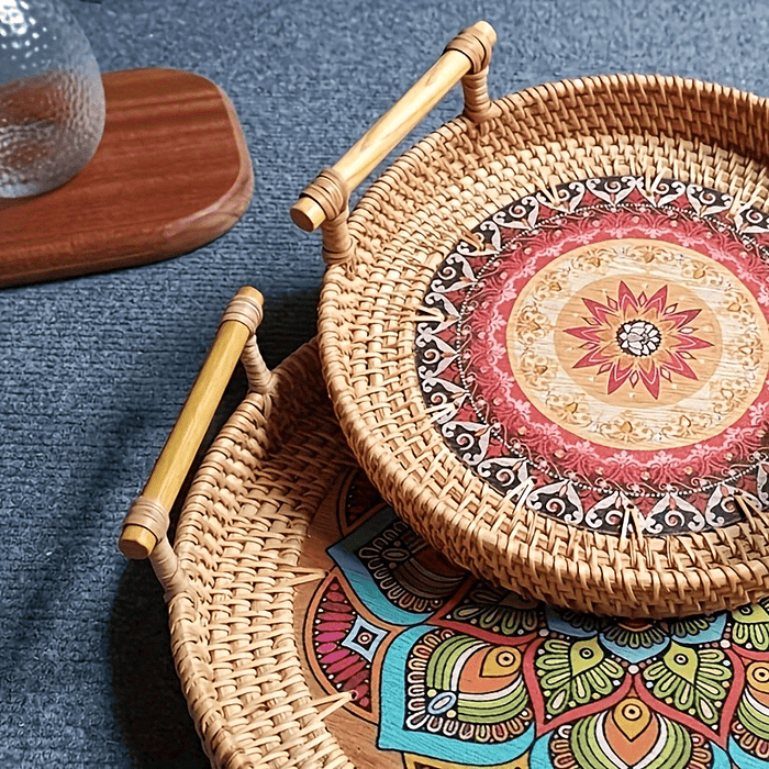 Ytnjzl Handwoven Rattan Wicker Basket - Perfect for Holiday Gatherings & Party Supplies, Perfect for Winter, New Year