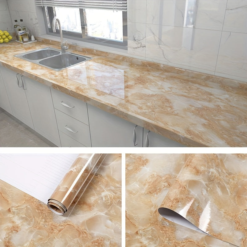 1 Roll of Marble Wallpaper, Self-Adhesive Kitchen Stickers - Waterproof And Stain-Resistant Kitchen Stickers, Window Sills, Bay Window Cabinets, Desktop Stickers, Furniture Renovation Wallpaper Stickers! Removable Self-Adhesi