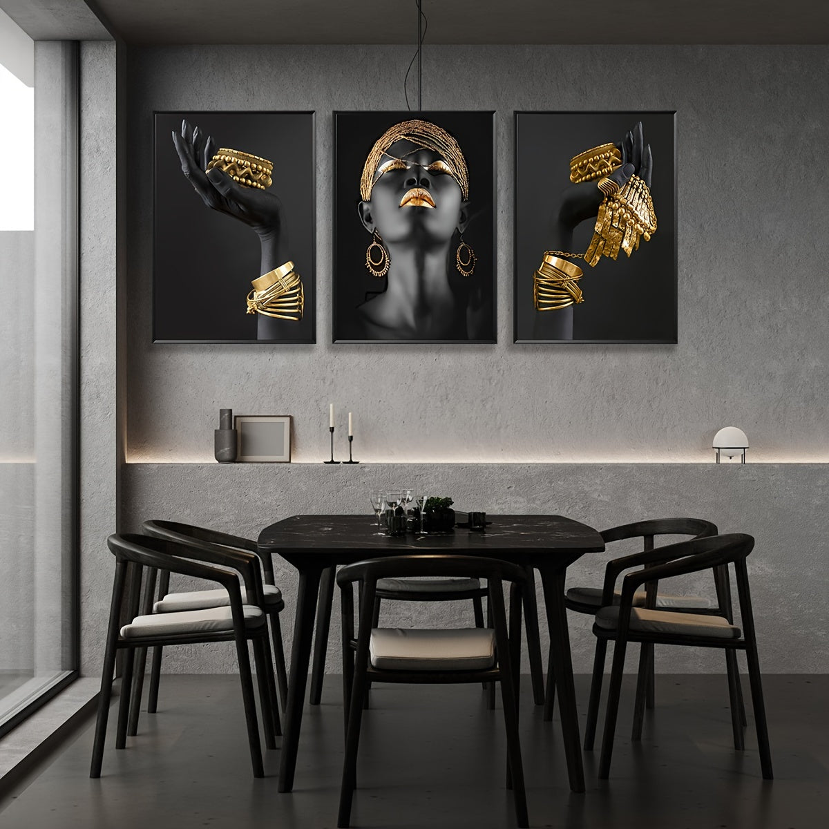 African Woman Wall Painting Art Posters and Prints - 3pcs/set