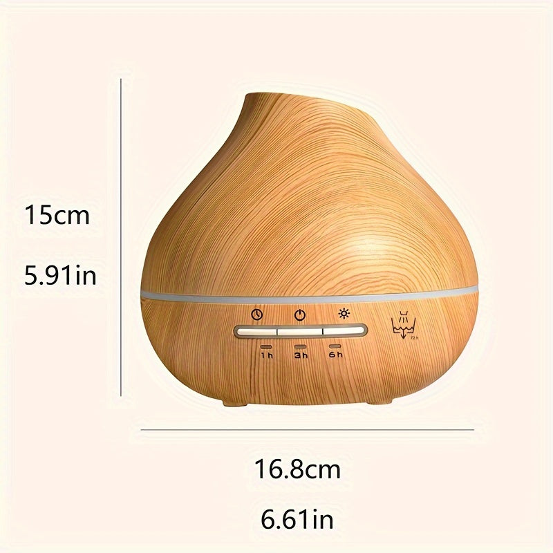 Large-Capacity Wood Grain Aromatherapy Diffuser with Essential Oil Compatibility, Timer, Auto Shut-Off, Soundwave technology Mist, USB Powered - Ideal for Spaces Over 45m²