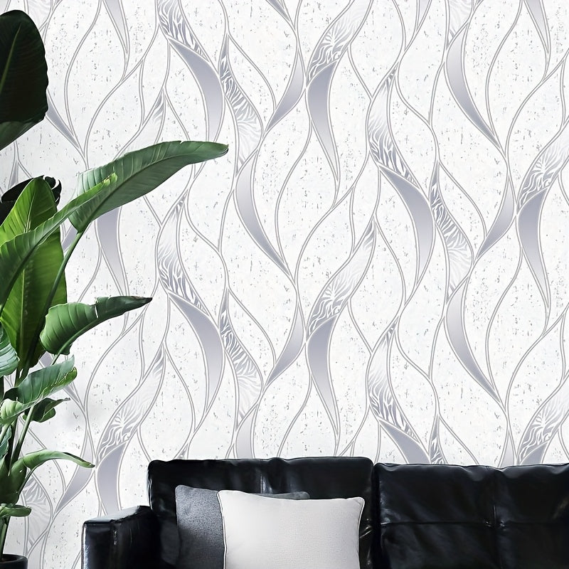 Modern 3D Wave Pattern Non-Adhesive Wallpaper