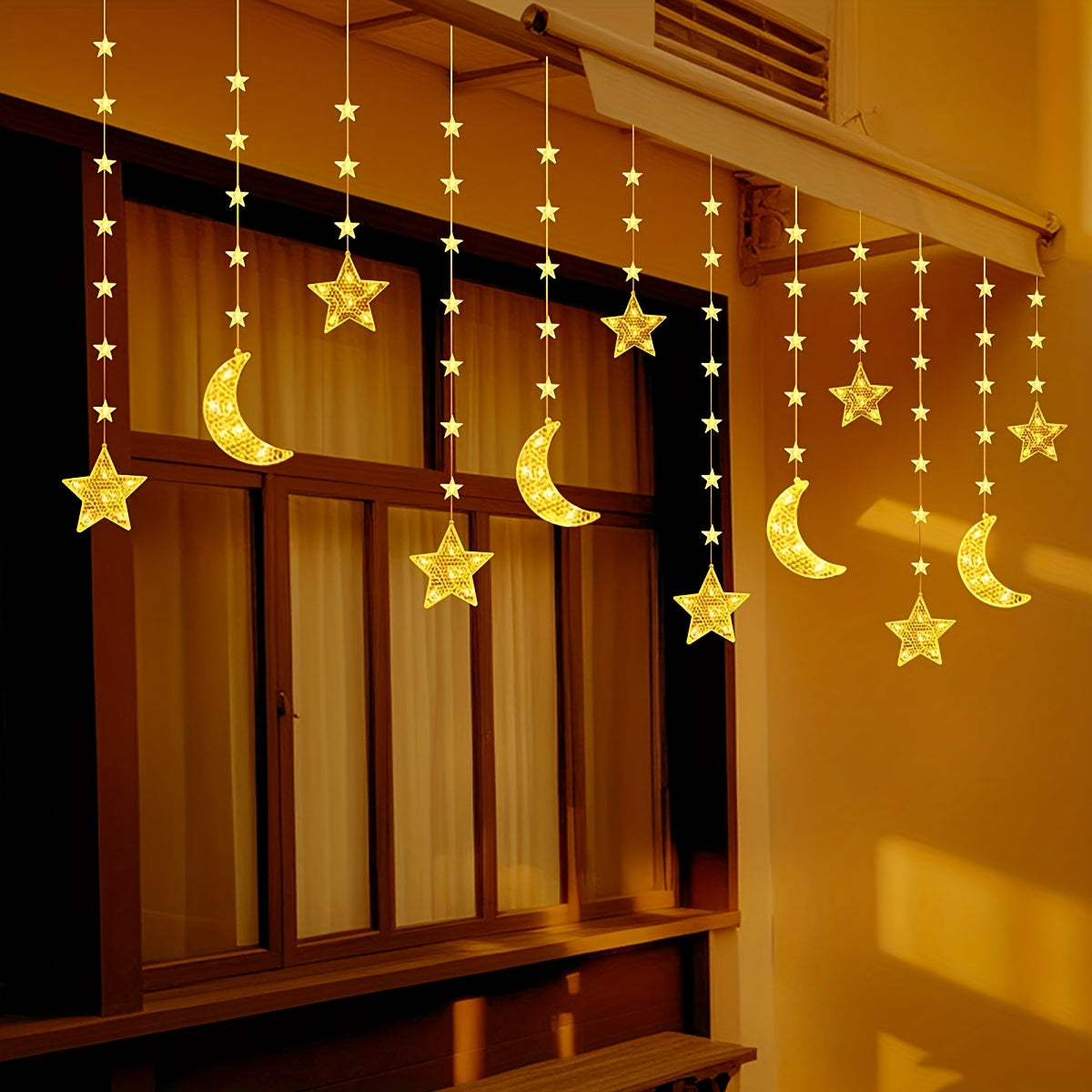 USB Powered, Moon & Star Fairy Lights for Indoor/Outdoor - 98 LED