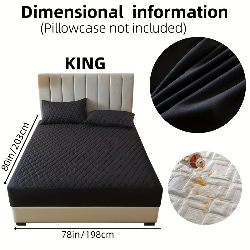 1pc Layered Solid Color Waterproof Mattress Protector (Without Pillowcase And Pillow Insert) Soft And Comfortable Mattress Cover Bedroom Guest Room Bedding Waterproof Mattress Protector Room Bedspread Non-slip All-inclusive P