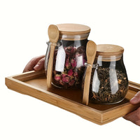 Jar + Spoon 2pcs Set: Sealed Glass Storage Jar with Spoon - Perfect for Coffee, Sugar, Tea, Salt, Candy and Spices | Ideal Kitchen Organizer for Home, Restaurant and Food Truck