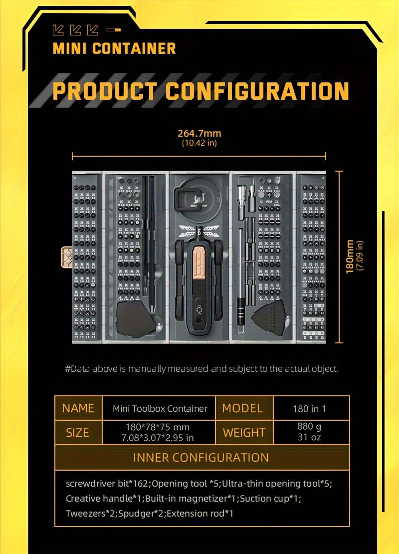 Manual Precision Screwdriver Set - 180-In-1