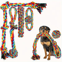 Durable Cotton Blend Dog Rope Toys Set - Tough Chew Toys for Teething - 6-Pack