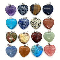 Multicolor Natural Stone Crystal Heart Pendants - 50pcs